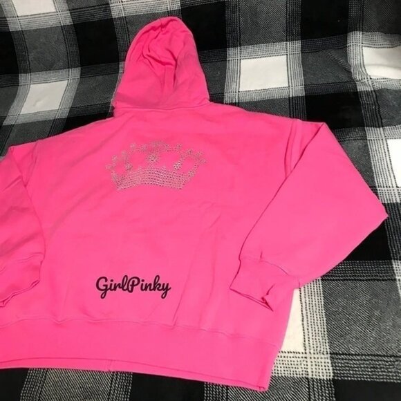 VS PINK CARMINE ROSE FULL ZIP HOODIE WITH BLING LOGO LIMITED EDITION SIZE MEDIUM - Picture 6 of 11